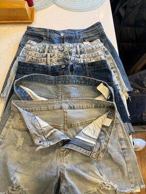 Women’s Distressed Denim Shorts - Classic Casual Cut lot of 6